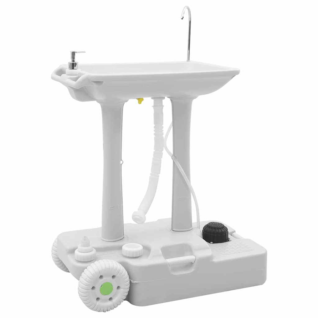 vidaXL Puesto de Lavado de Manos para Camping con Ruedas Gris