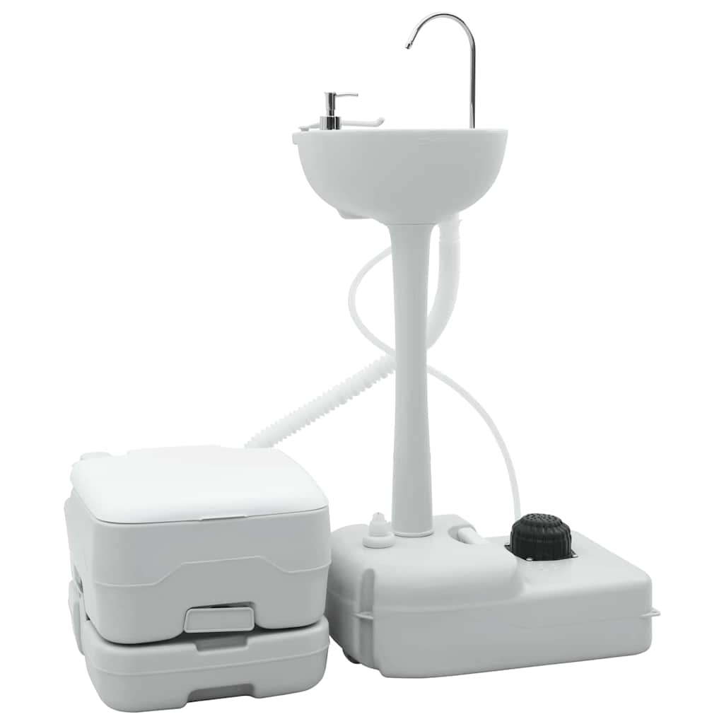 vidaXL Set de Inodoro para Camping 2 uds. Gris y
