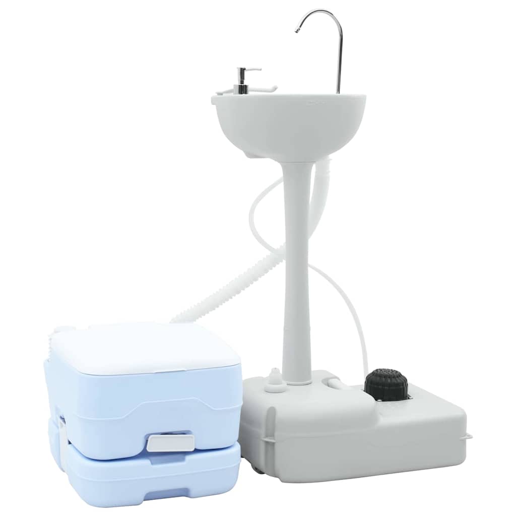 vidaXL Set de Inodoro para Camping 2 uds. Azul y