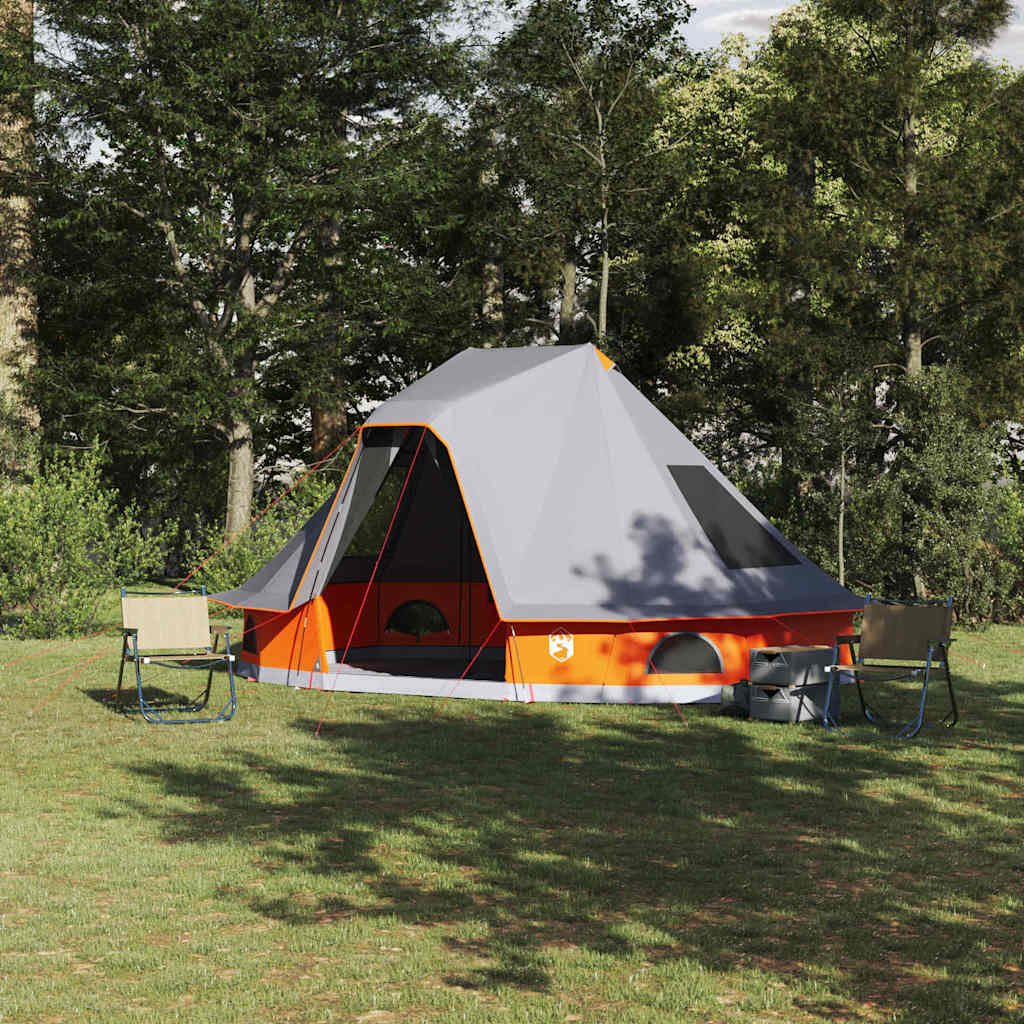 vidaXL Carpa Tipi 6 persona Gris y naranja tafetán