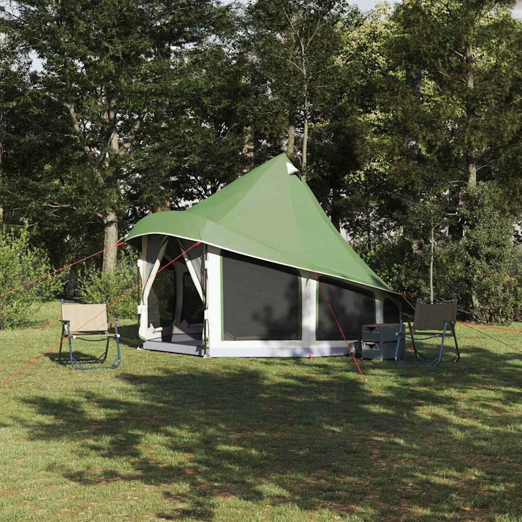 vidaXL Carpa Tipi con techo Verde 404 x 370 x 270 cm tafetán