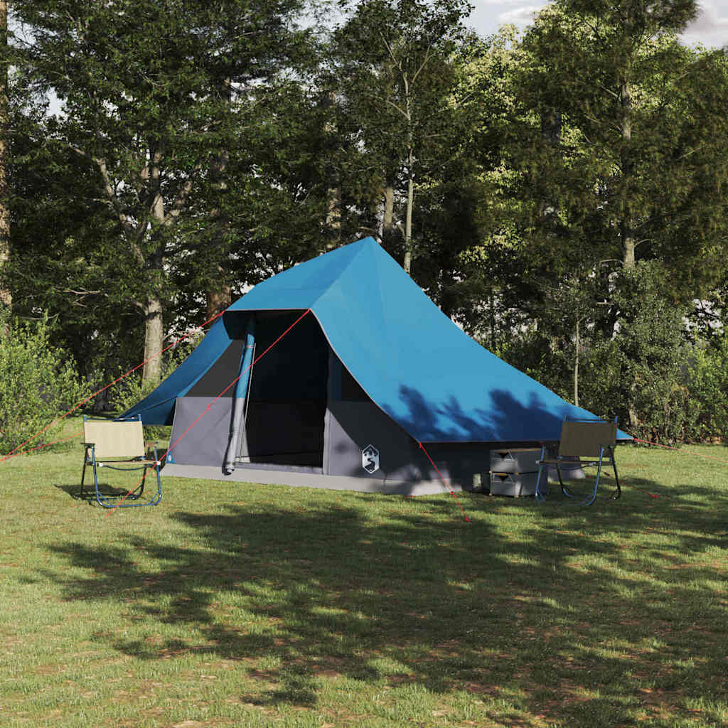 vidaXL Carpa Tipi 10 persona Azul tafetán
