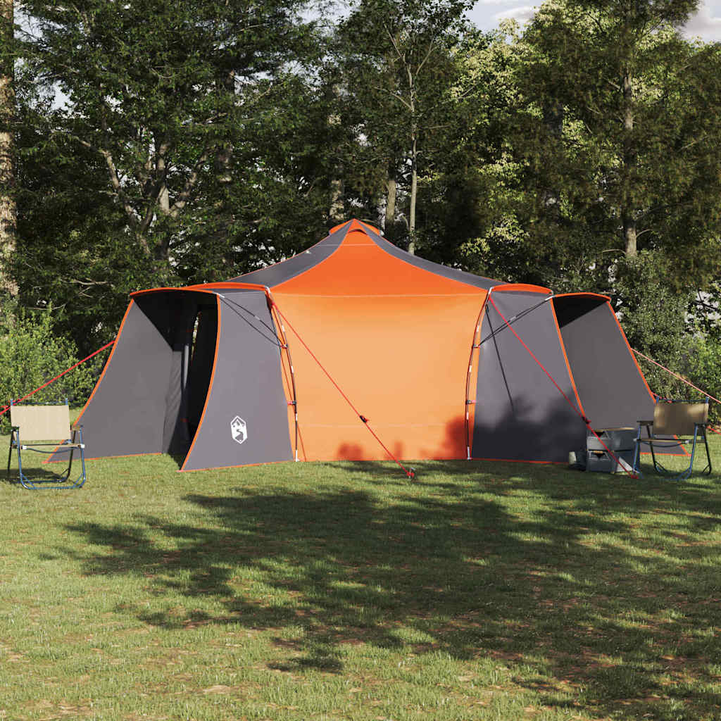 vidaXL Carpa Tipi 8 persona Gris y naranja tafetán
