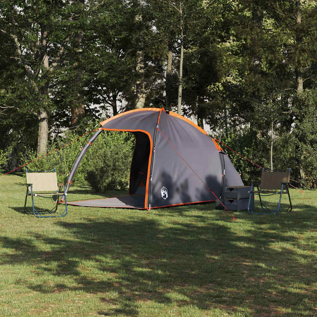 vidaXL Tienda Cabaña 2 persona Gris y naranja tafetán