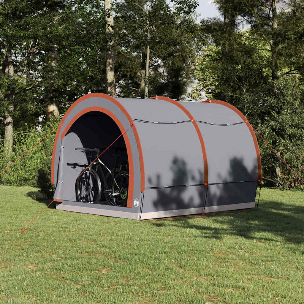 vidaXL Tienda para guardar bicicletas con techo Gris y naranja tafetán