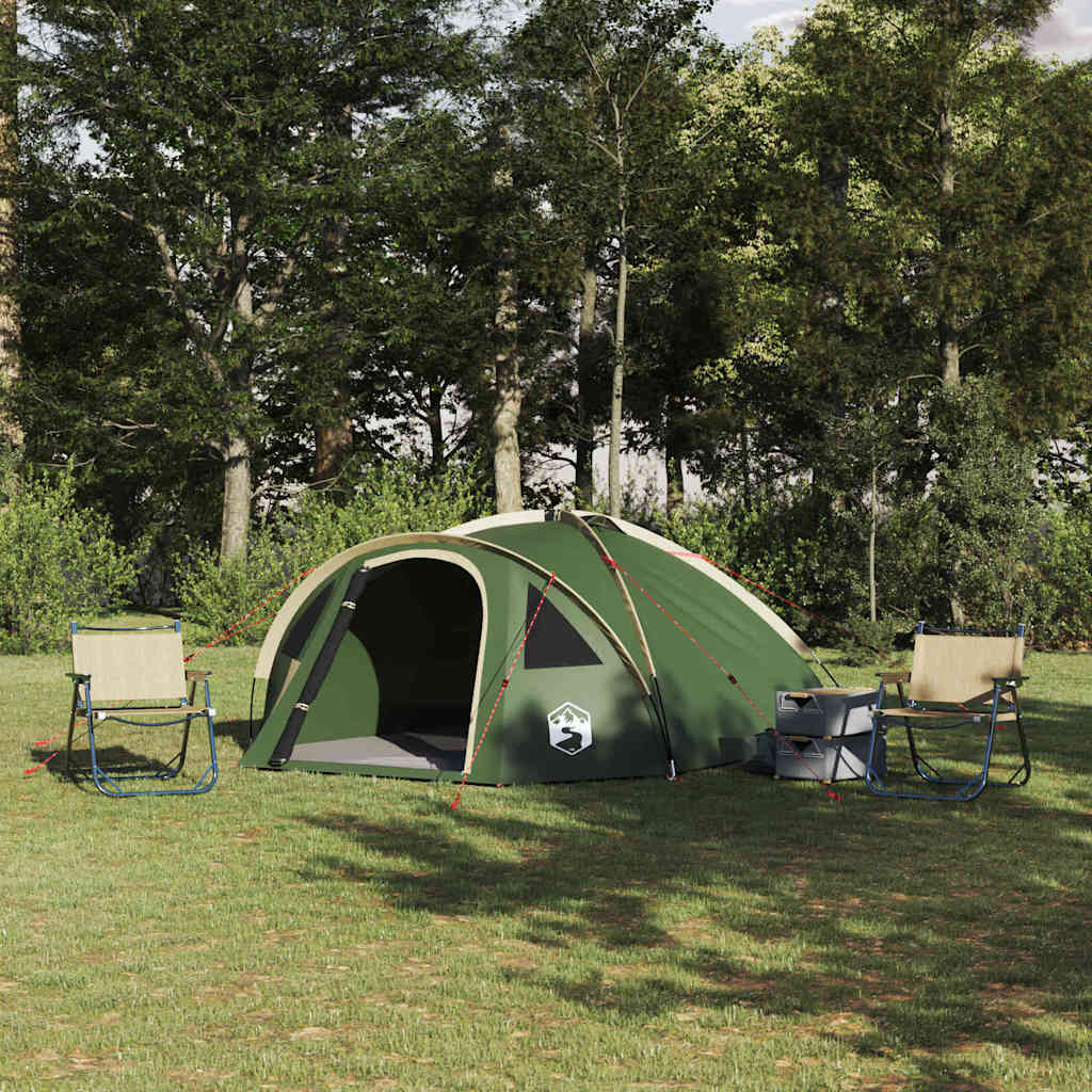 vidaXL Carpa de cúpula 4 persona Impermeable Verde tafetán