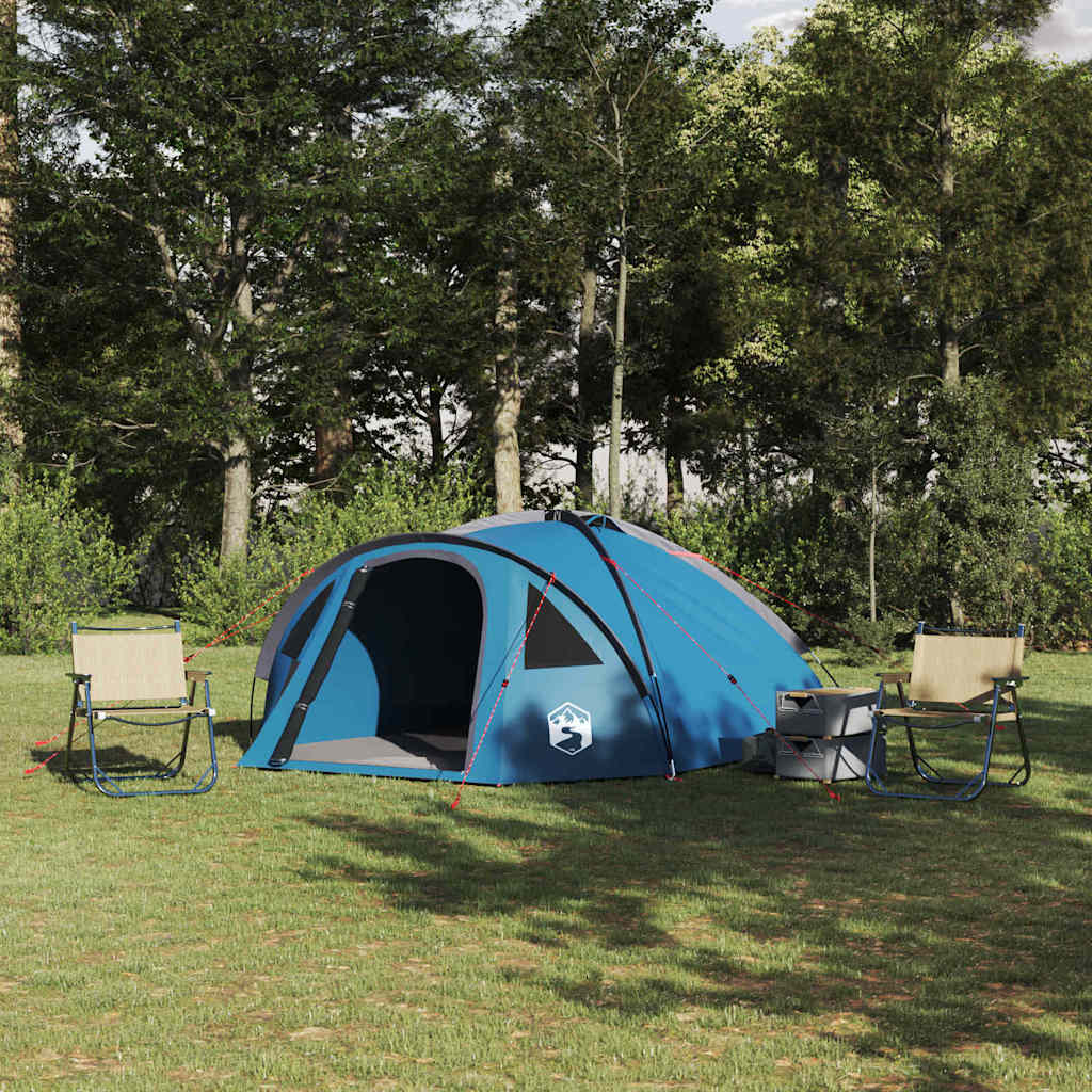 vidaXL Carpa de cúpula 4 persona Impermeable Azul tafetán