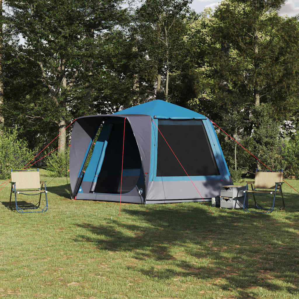 vidaXL Tienda de camping Cabaña Azul 420 x 420 x 227 cm Poliéster