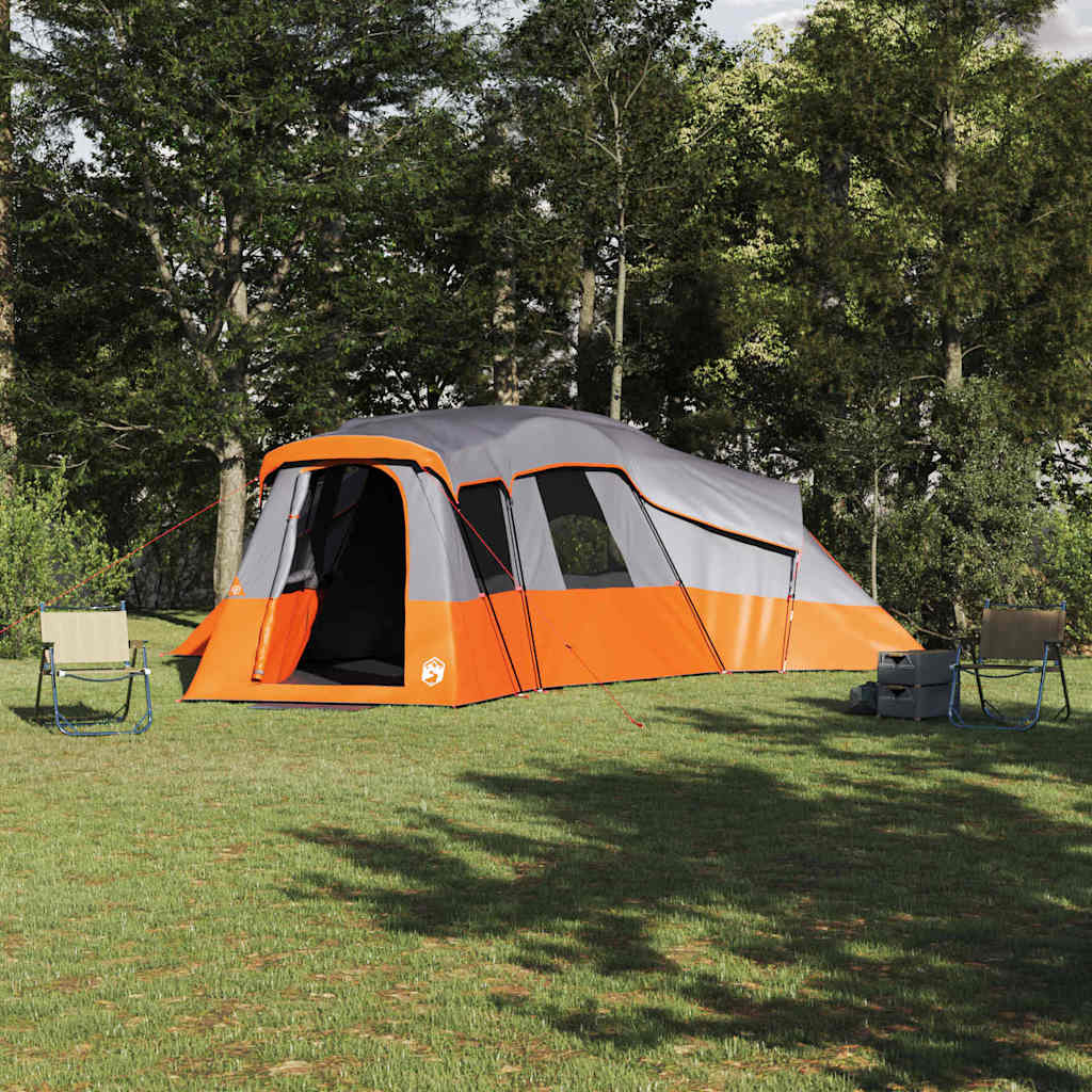 vidaXL Tienda Familiar 20 persona Impermeable Gris y naranja tafetán