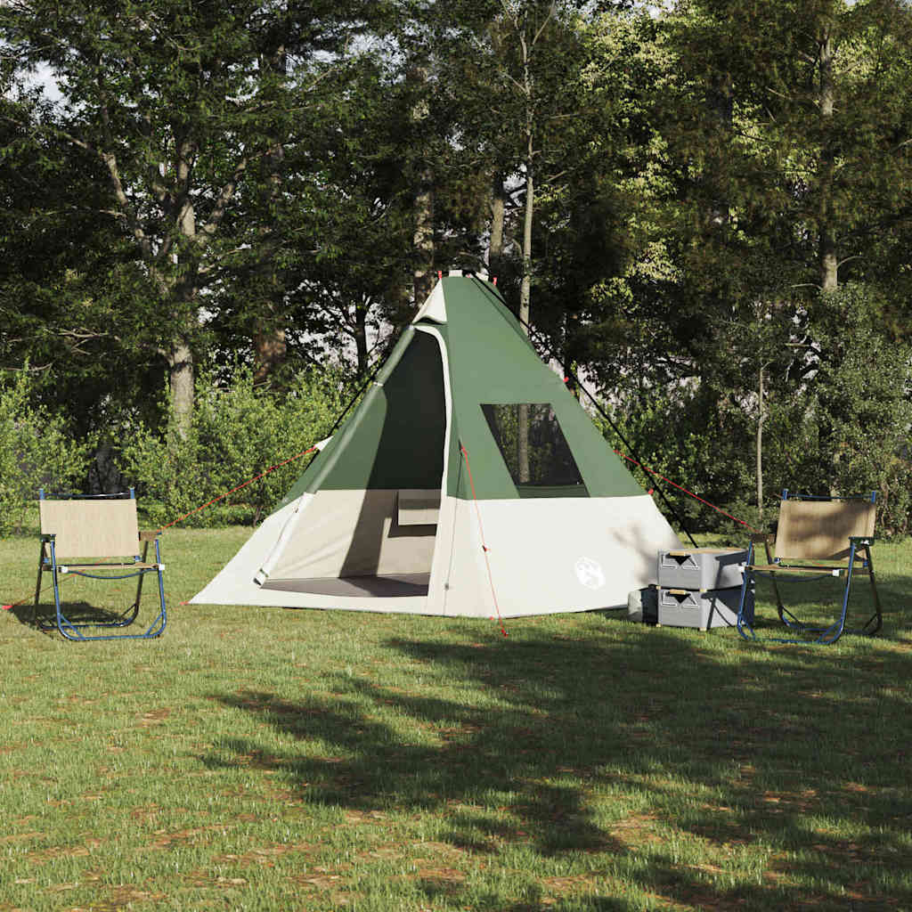 vidaXL Carpa Tipi 6 persona Impermeable Verde tafetán