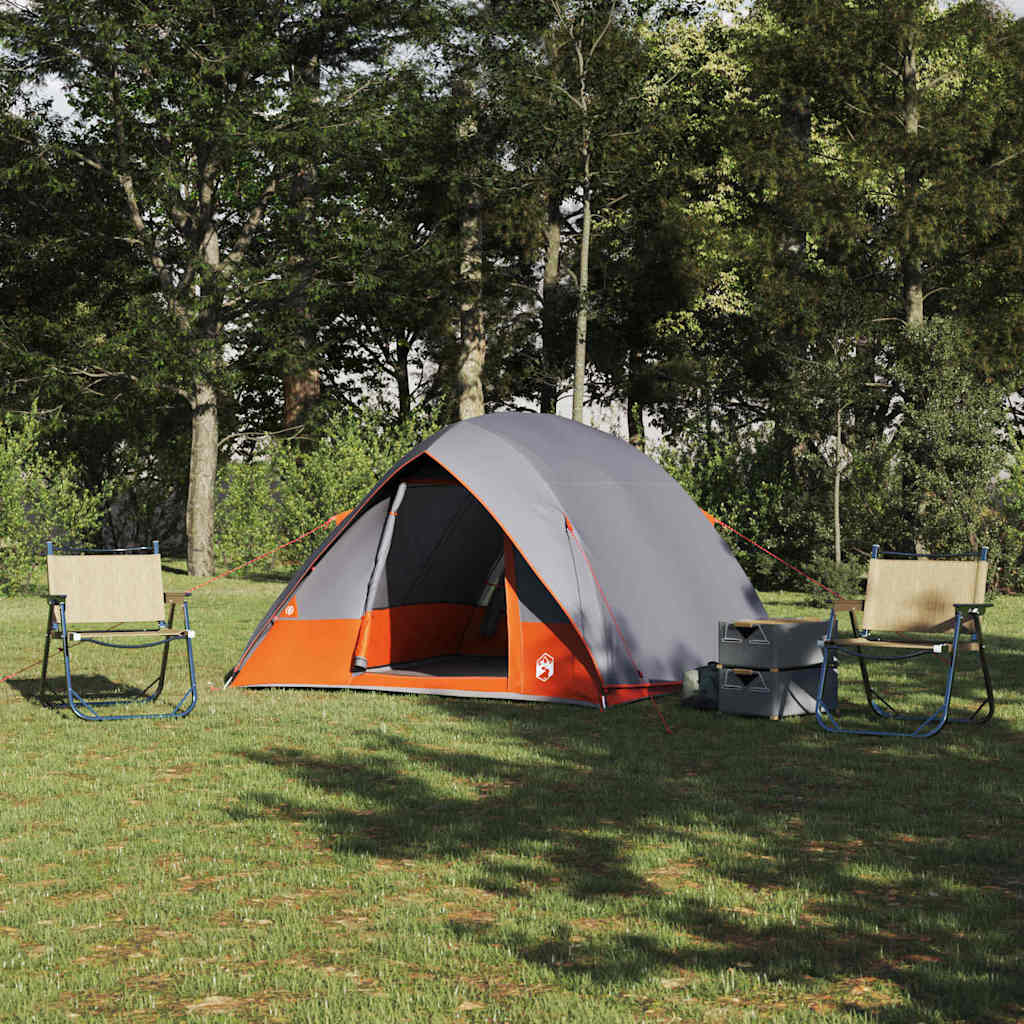 vidaXL Tienda de camping 2 persona Impermeable Gris y naranja tafetán