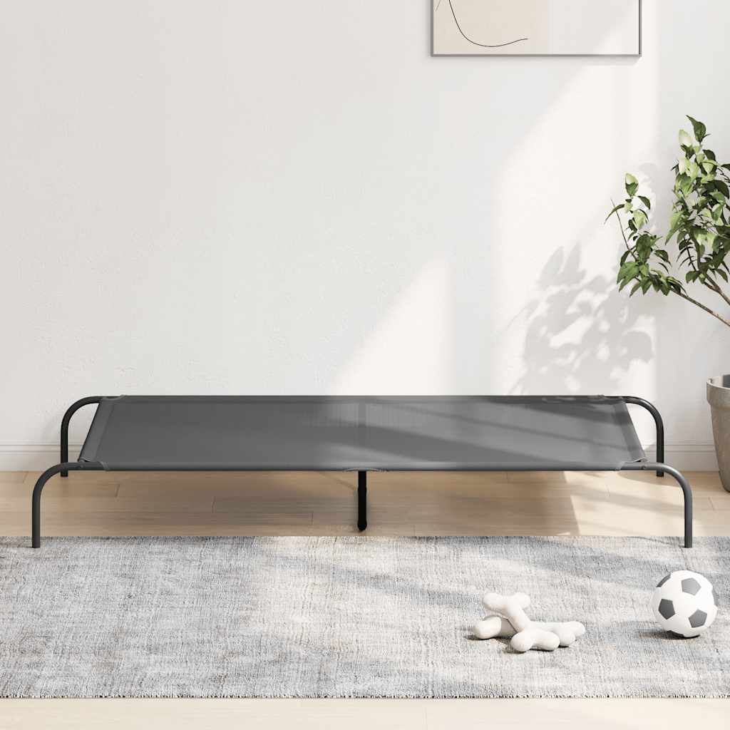 vidaXL Cama elevada para perros gris 150x90x20 cm textilene y acero