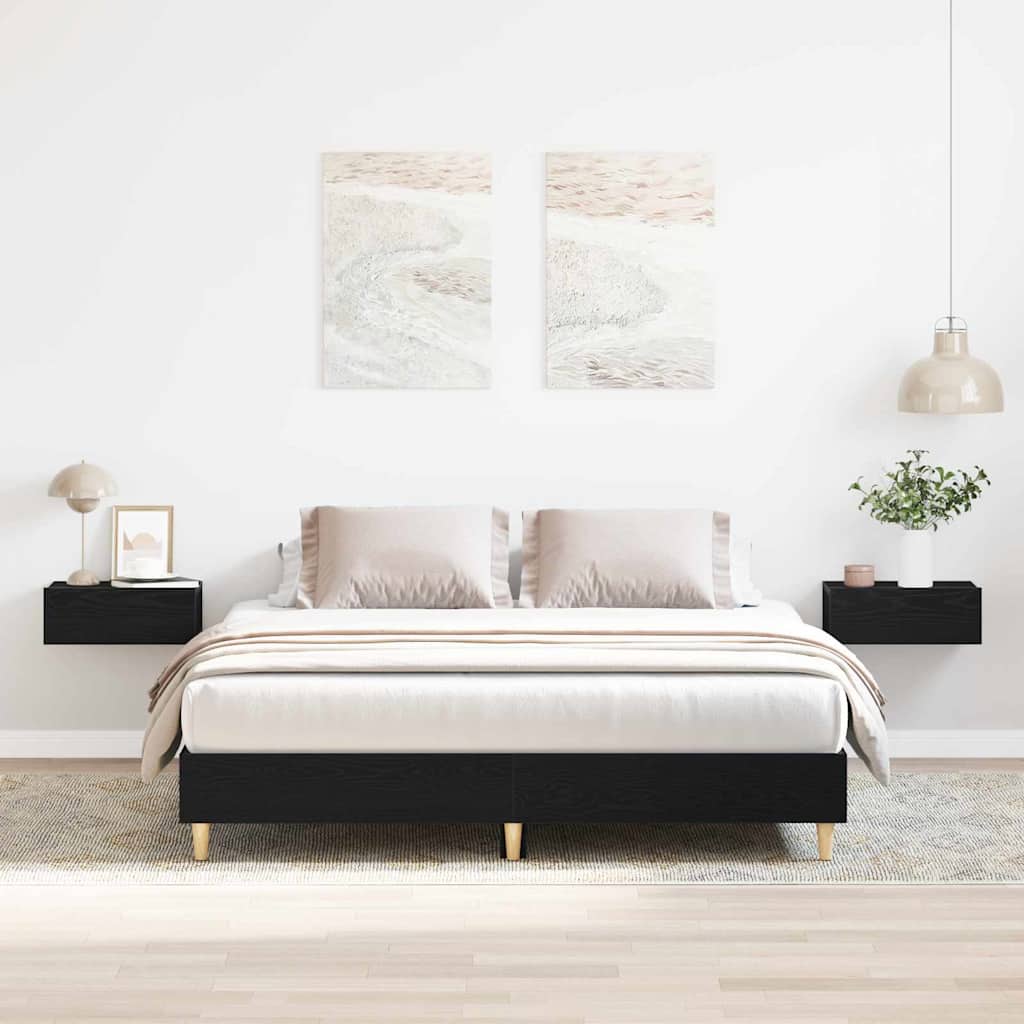 vidaXL Estructura de cama Roble Negro 203 x 153 x 25 cm