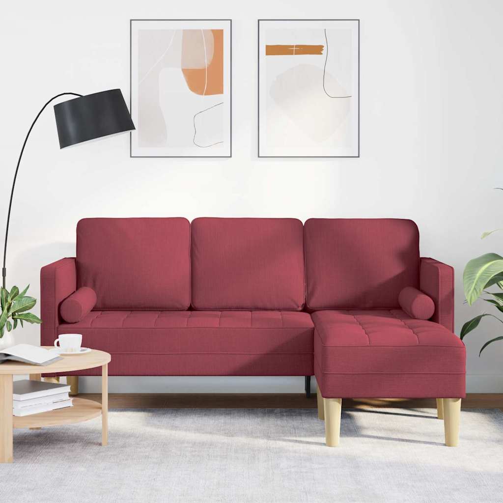 vidaXL Juego de Sofá Rojo vino 173 x 131 x 67 cm Poliéster