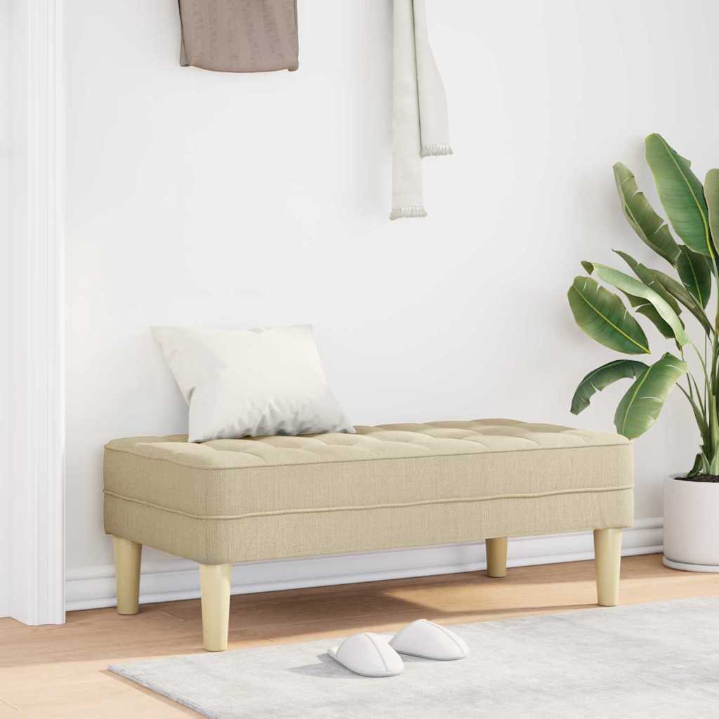 vidaXL Banco con cojín Crema 113 x 57 x 39 cm tela