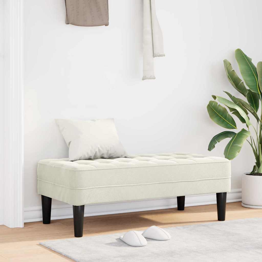 vidaXL Banco con cojín Crema 113 x 57 x 39 cm Terciopelo