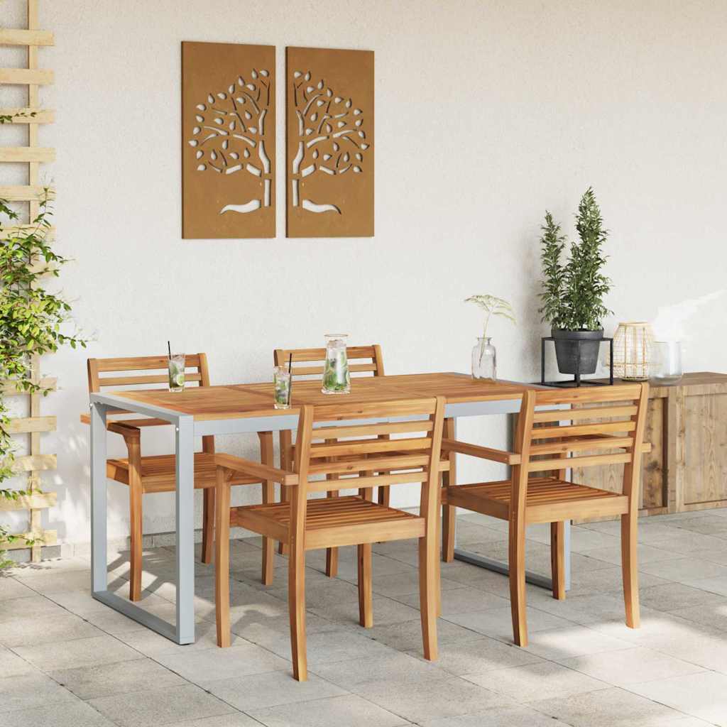 vidaXL Mesa de Jardín Gris 160 x 80 x 75 cm Madera de Acacia Sólida
