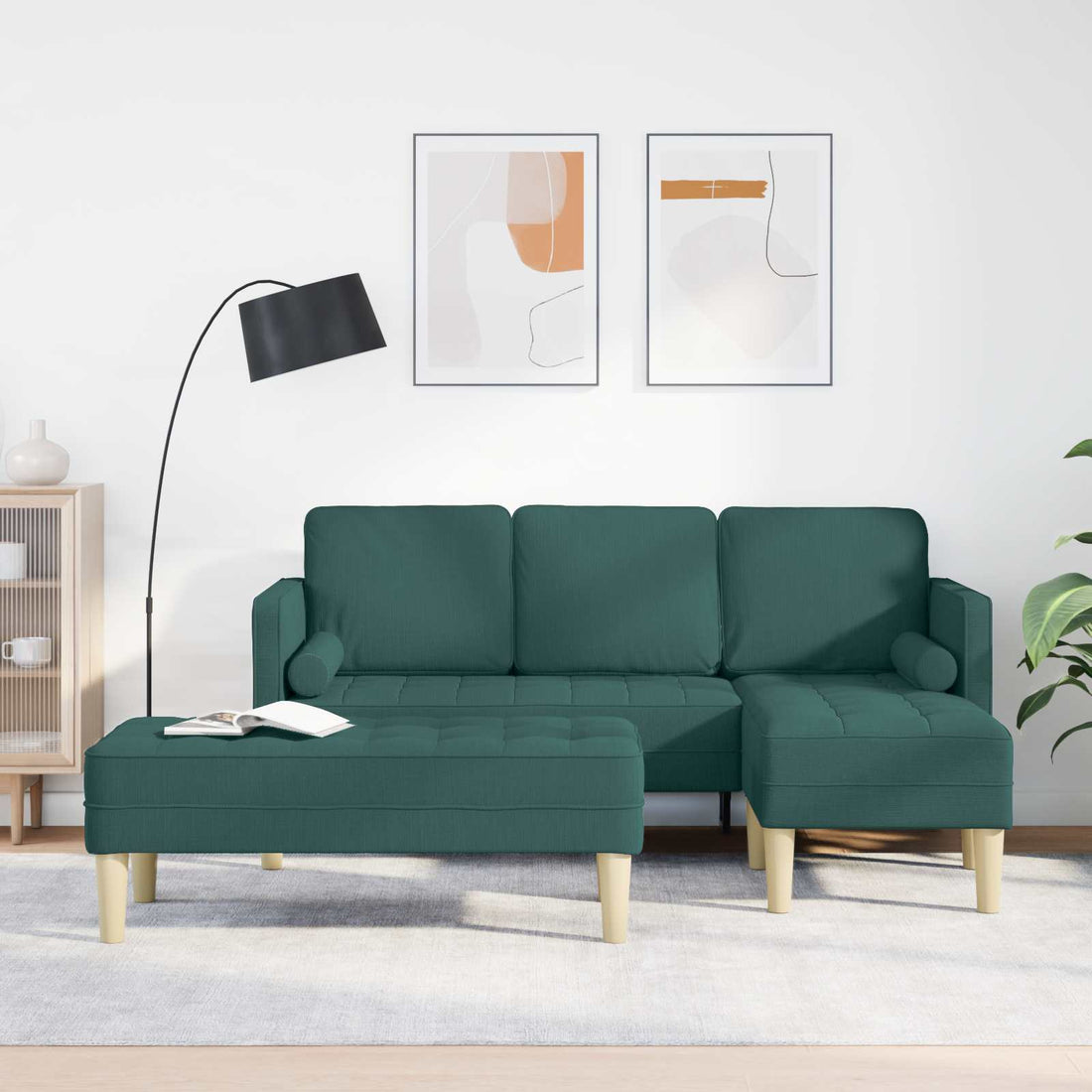 vidaXL Juego de Sofá 2 uds. Verde oscuro Poliéster