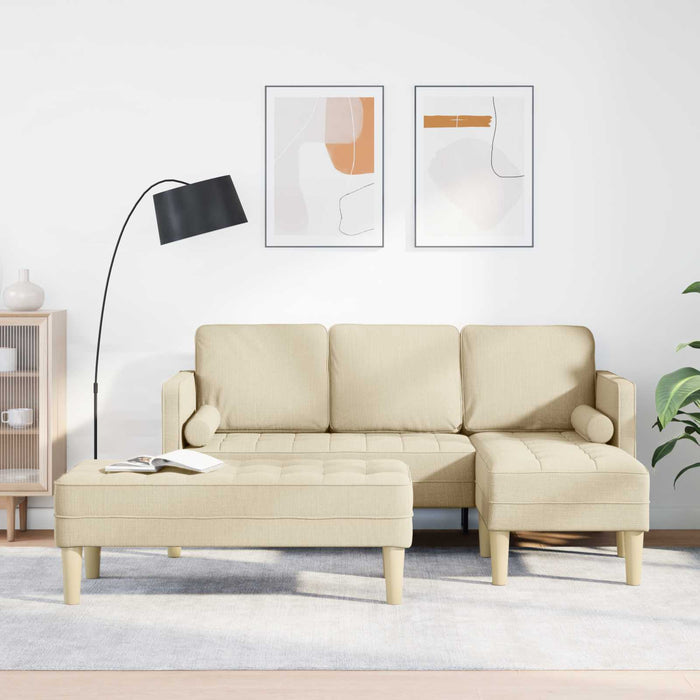 vidaXL Juego de Sofá 2 uds. Crema Poliéster