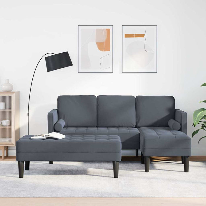 vidaXL Juego de Sofá 2 uds. Gris oscuro Poliéster