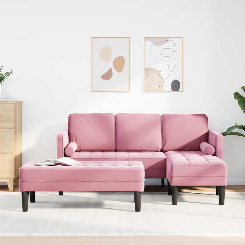 vidaXL Juego de Sofá 2 uds. Rosa Poliéster