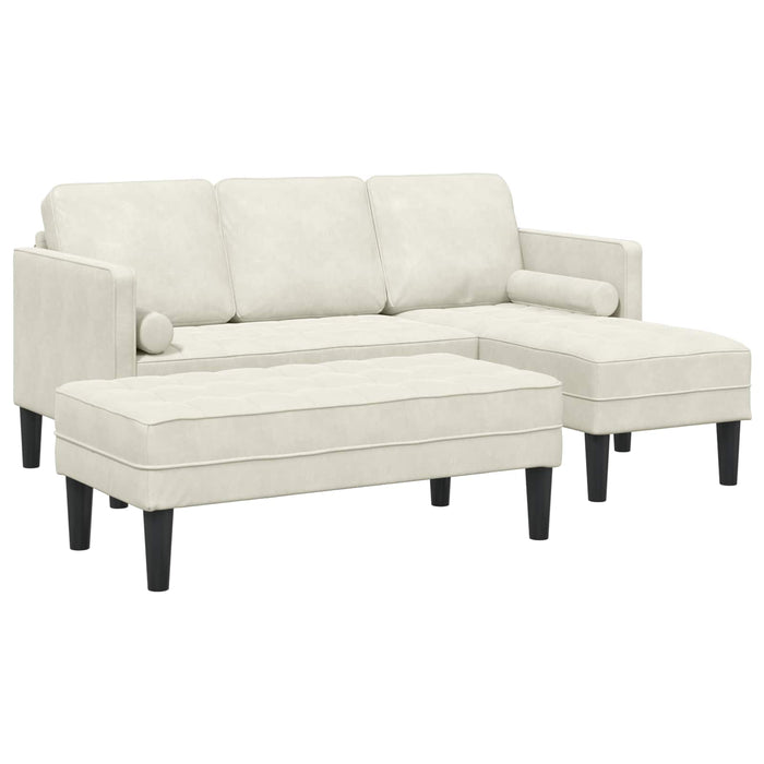 vidaXL Juego de Sofá 2 uds. Crema Poliéster