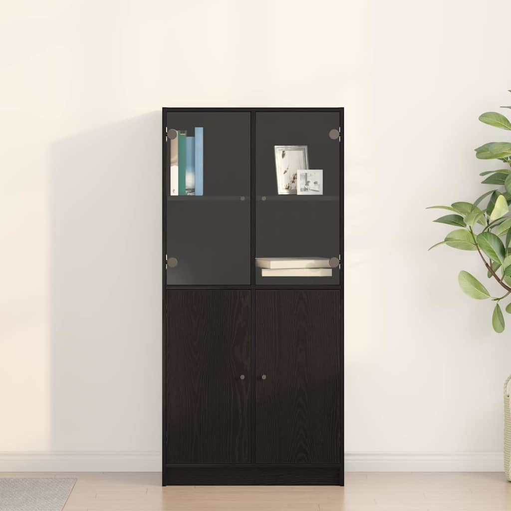 vidaXL Aparador alto Roble Negro 68 x 37 x 142 cm