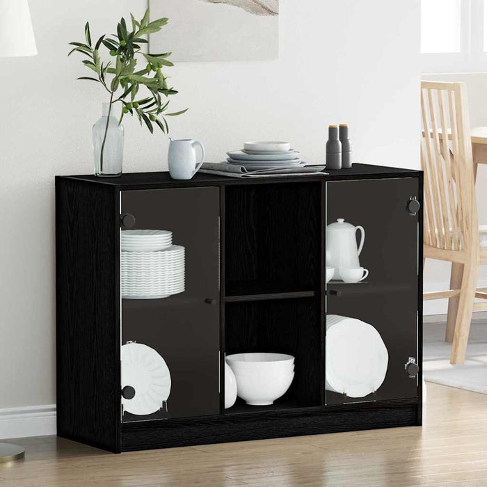 vidaXL Aparador Roble Negro 100 x 37 x 75.5 cm