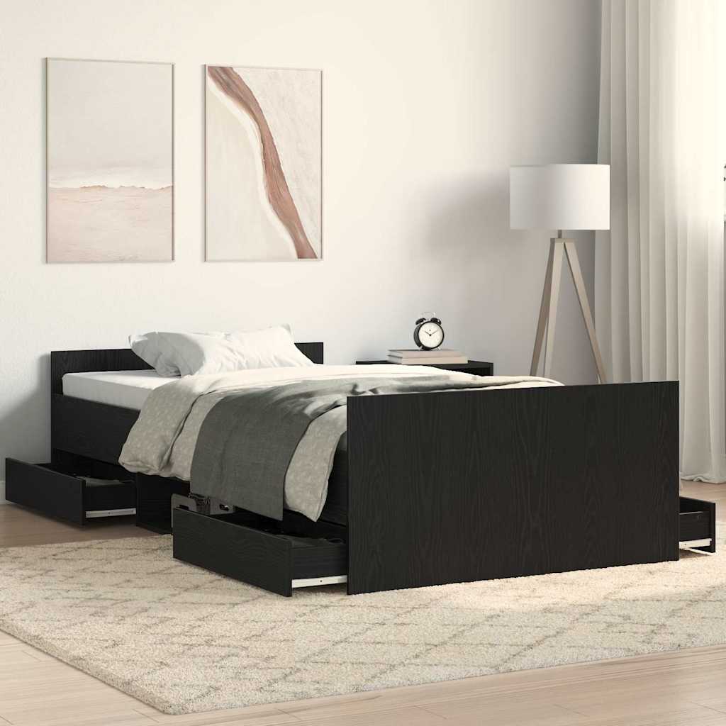 vidaXL Estructura de cama con cajón Roble Negro 203 x 93 x 50 cm