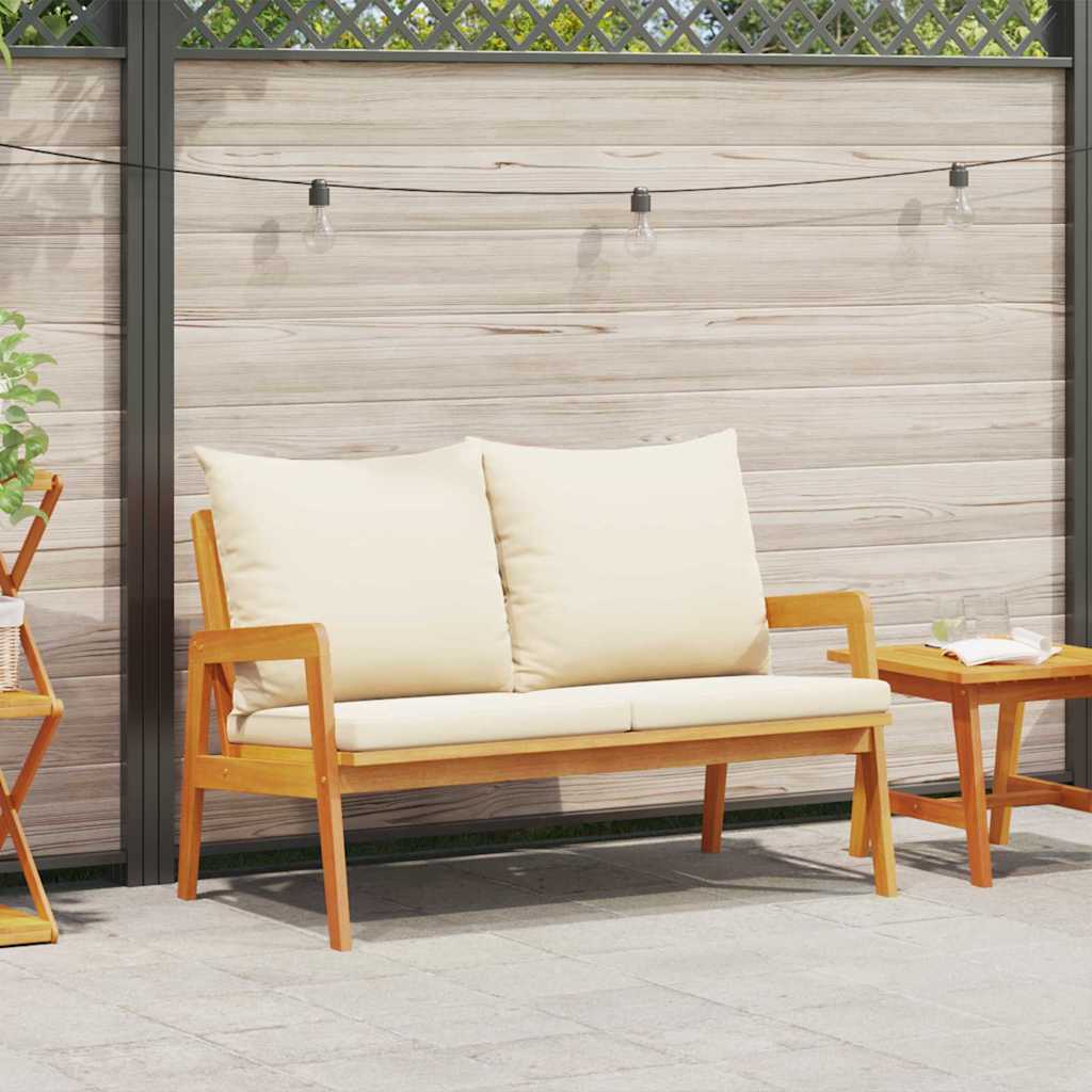 vidaXL Banco de jardín con cojín Aceite Natural 115 x 65 x 71 cm