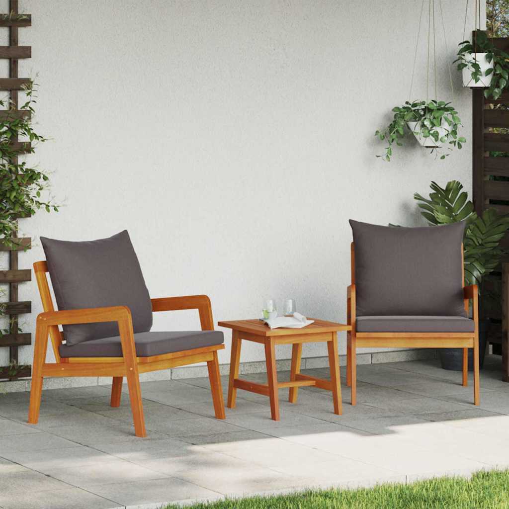 vidaXL Silla de Jardín 2 Pieza Aceite Natural 65 x 59,5 x 72 cm