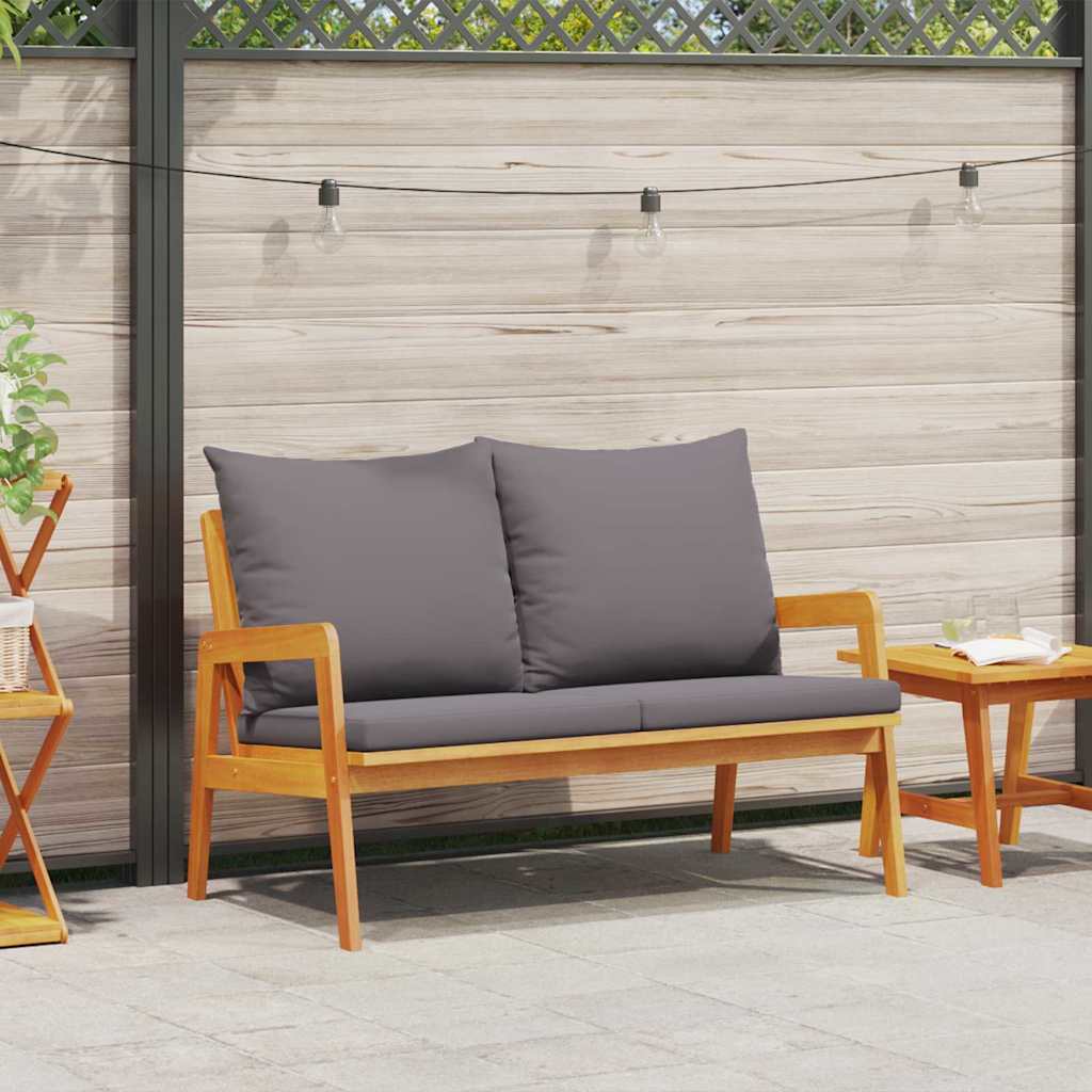vidaXL Banco de jardín con cojín Aceite Natural 115 x 65 x 71 cm