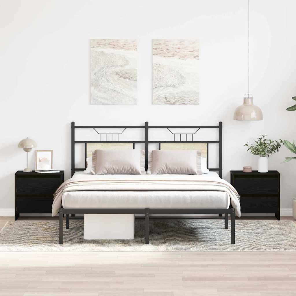 vidaXL Armario de Noche 2 uds. Roble Negro 45 x 34 x 44,5 cm