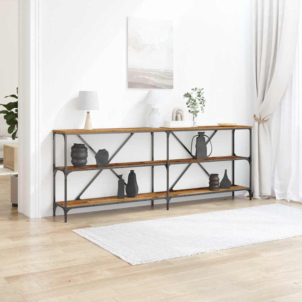 vidaXL Mesa Consola Madera vieja 200 x 30 x 75 cm Madera de ingeniería