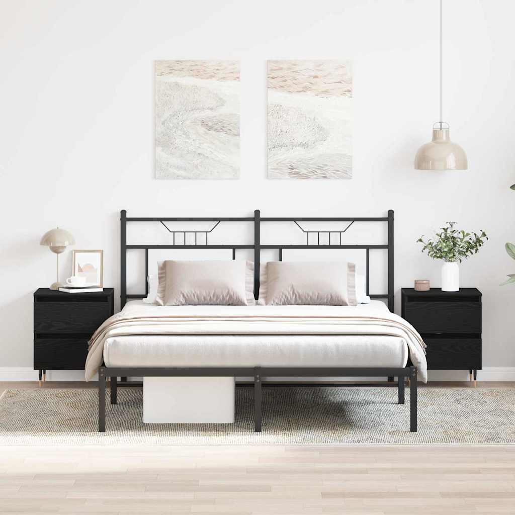 vidaXL Armario de Noche 2 uds. Roble Negro 40 x 35 x 50 cm