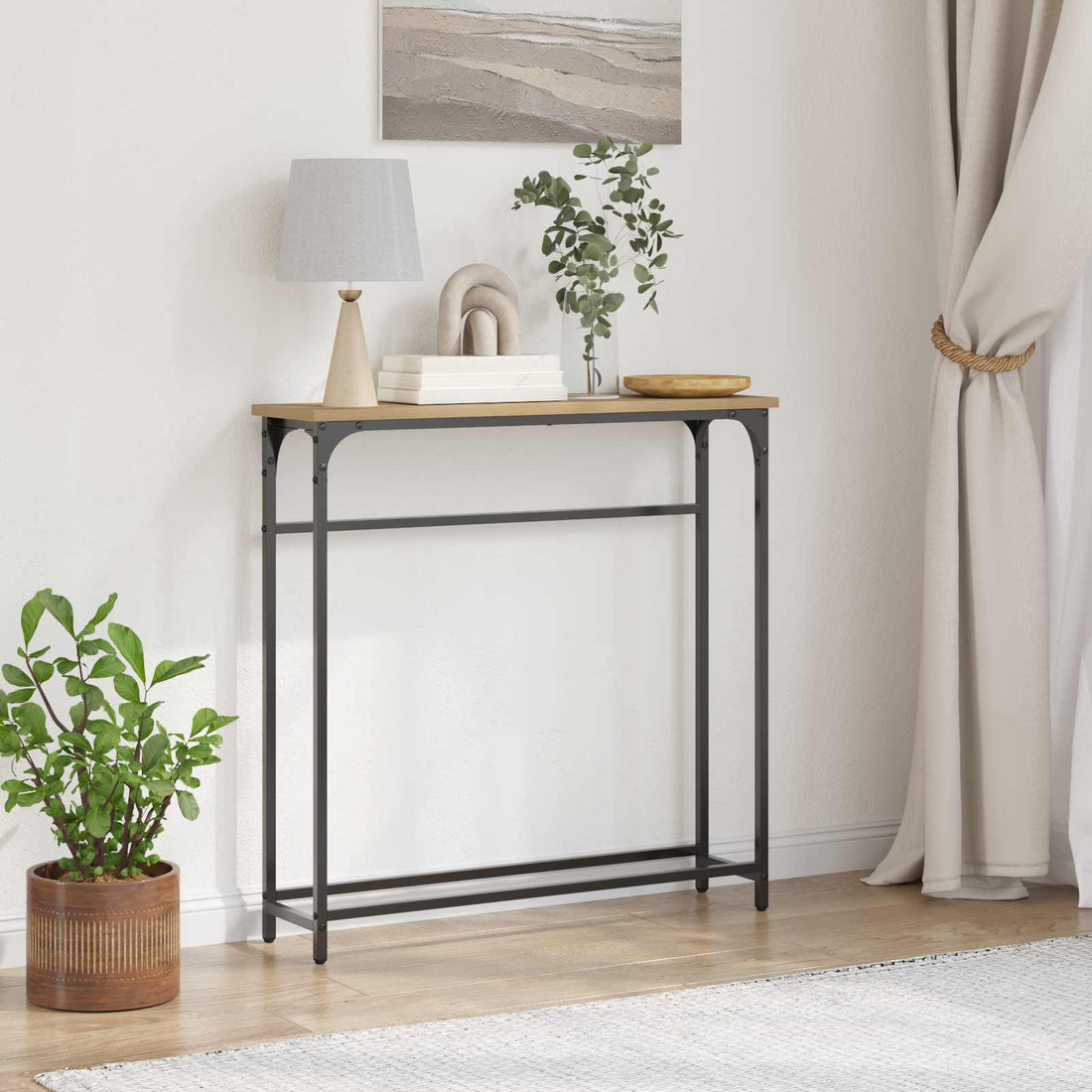 vidaXL Mesa Consola Roble artisan 75 x 19,5 x 75 cm