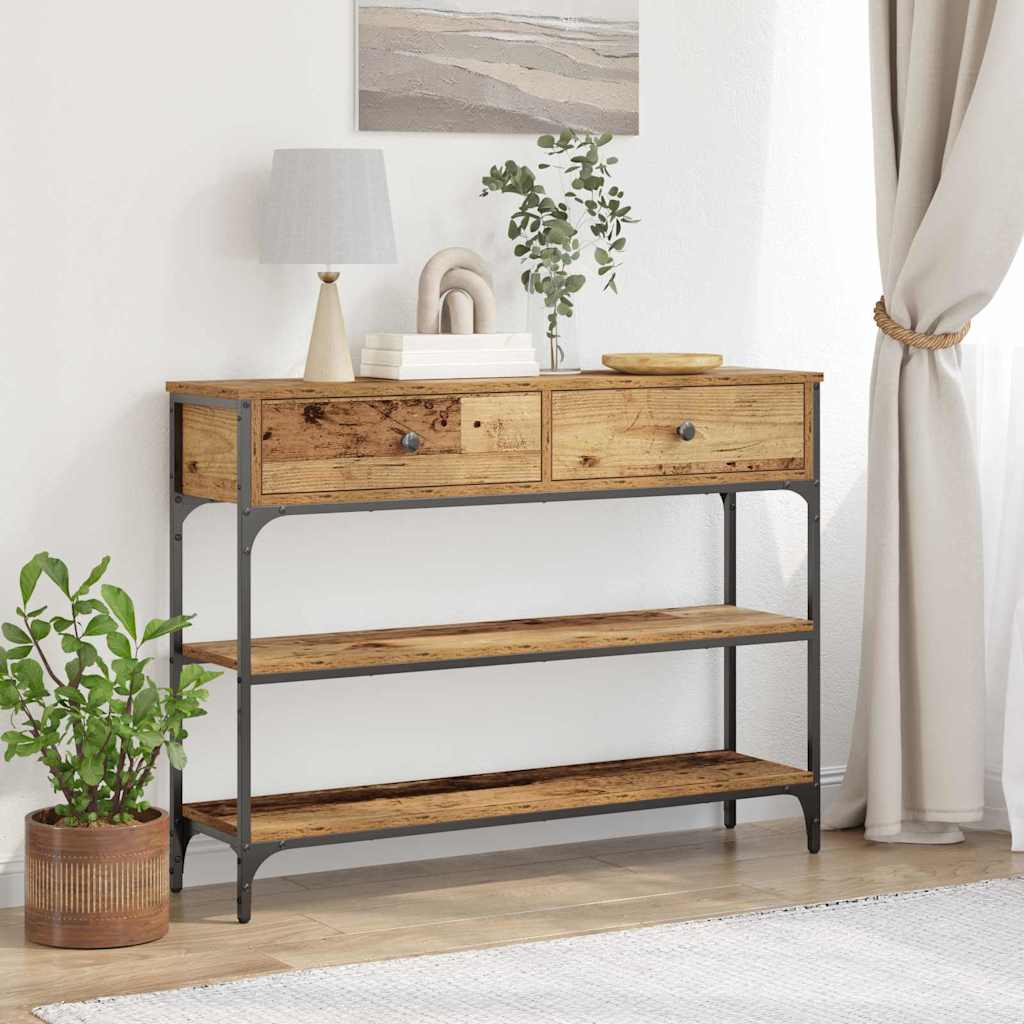 vidaXL Mesa Consola Madera vieja 100 x 25 x 75 cm Madera de ingeniería