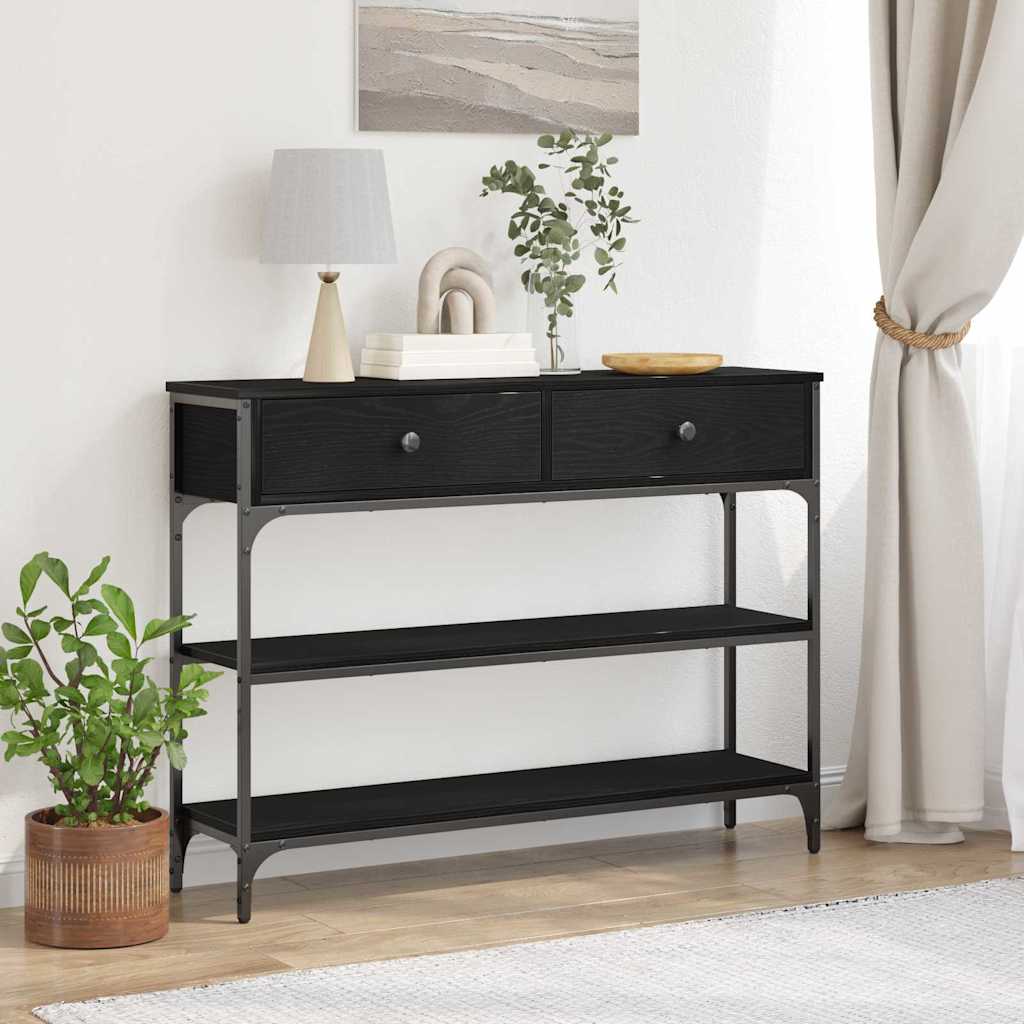 vidaXL Mesa Consola Roble Negro 100 x 25 x 75 cm Madera de ingeniería