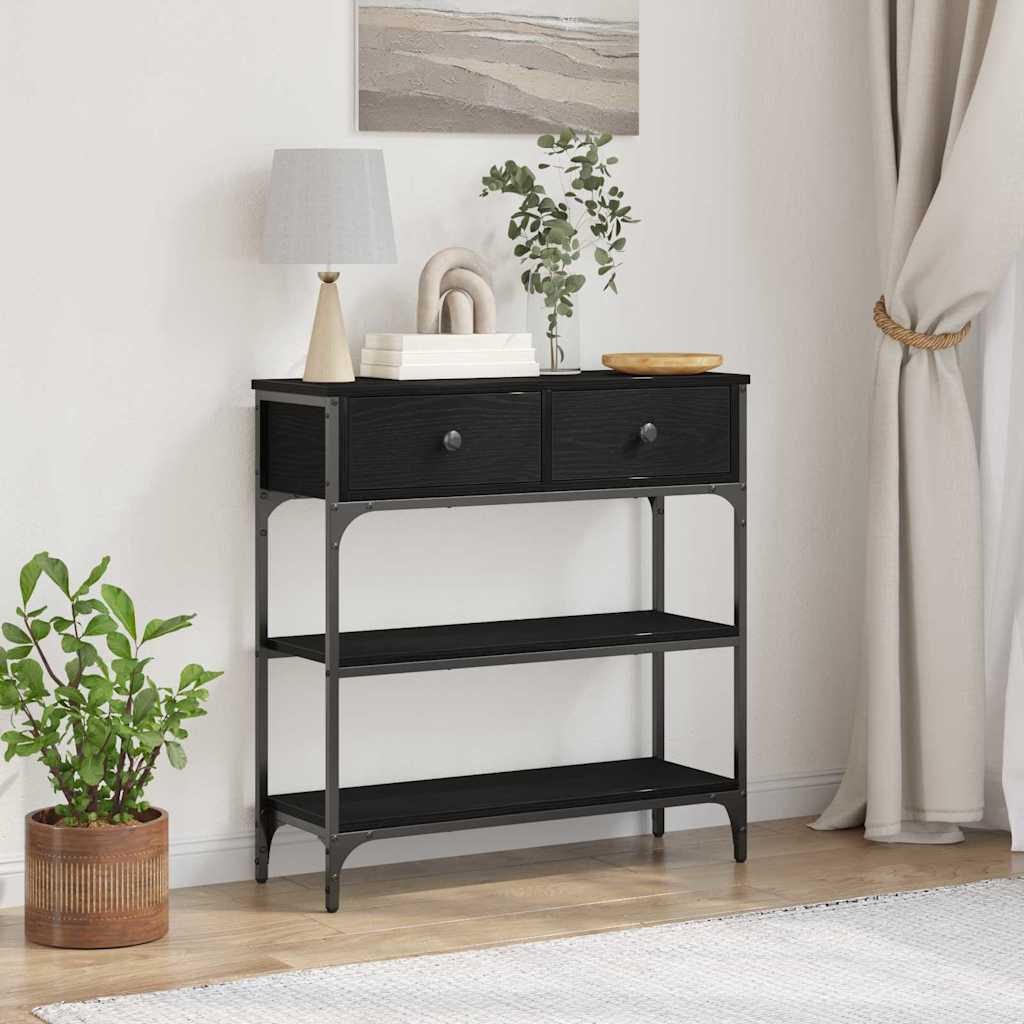vidaXL Mesa Consola Roble Negro 72.5 x 25 x 75 cm Madera de ingeniería