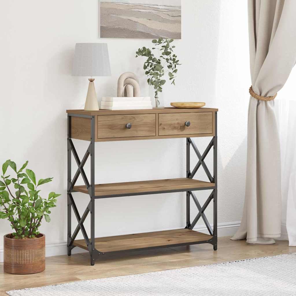 vidaXL Mesa de Consola Roble artisan 75 x 28 x 75 cm