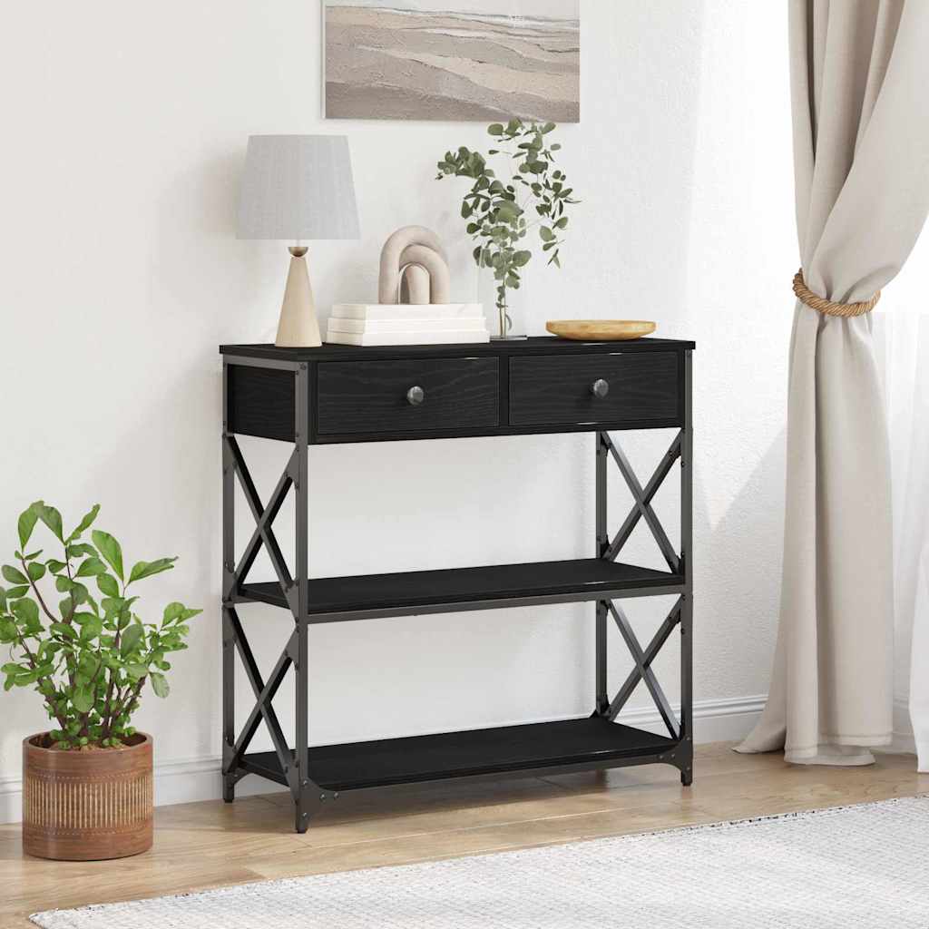 vidaXL Mesa de Consola Roble negro 75 x 28 x 75 cm