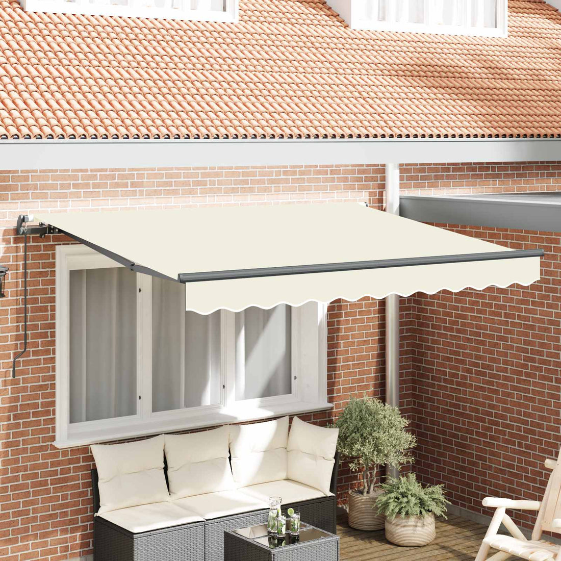 vidaXL Toldo retráctil Crema 250 x 200 cm tela