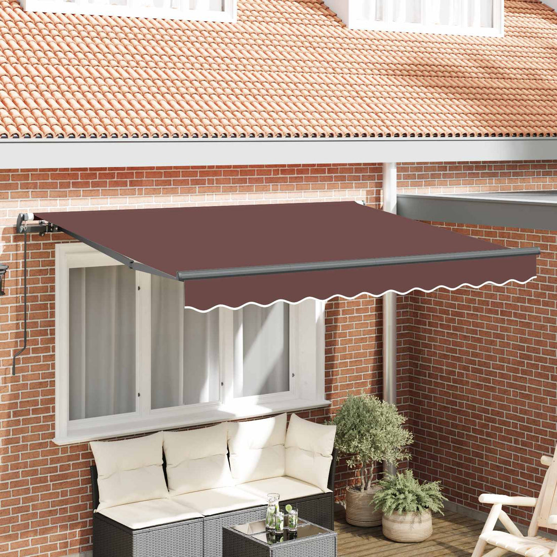 vidaXL Toldo retráctil Marrón 250 x 200 cm tela