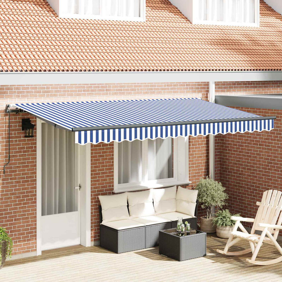 vidaXL Toldo retráctil Azul 350 x 200 cm tela