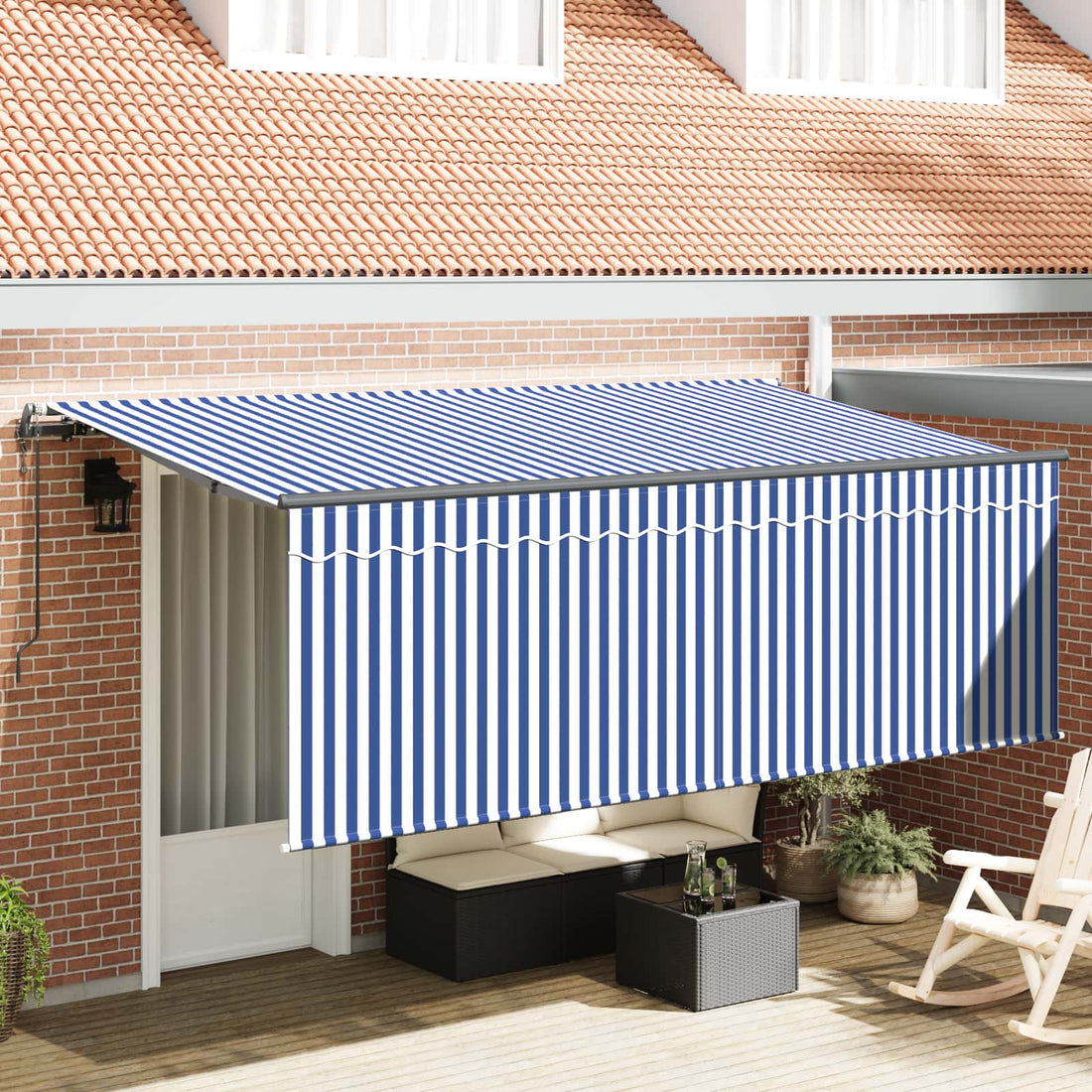 vidaXL Toldo retráctil Azul y 350 x 200 cm Poliéster y Aluminio