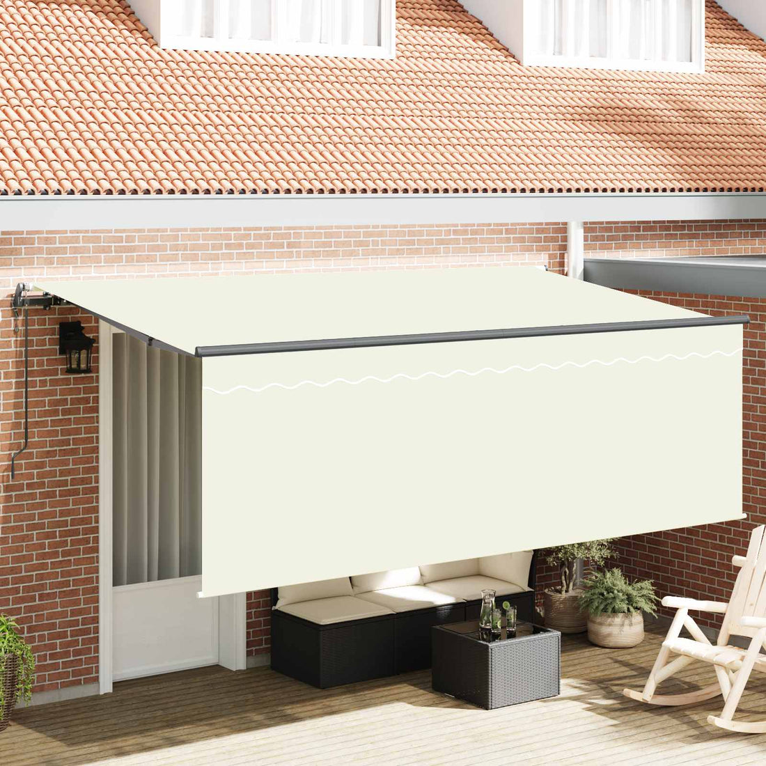 vidaXL Toldo retráctil Crema 350 x 200 cm Poliéster y Aluminio