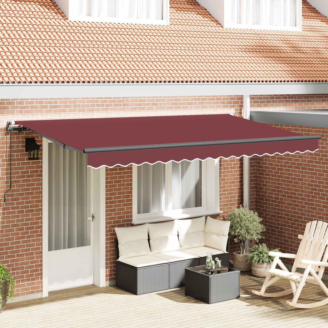 vidaXL Toldo retráctil Burdeos 350 x 200 cm tela