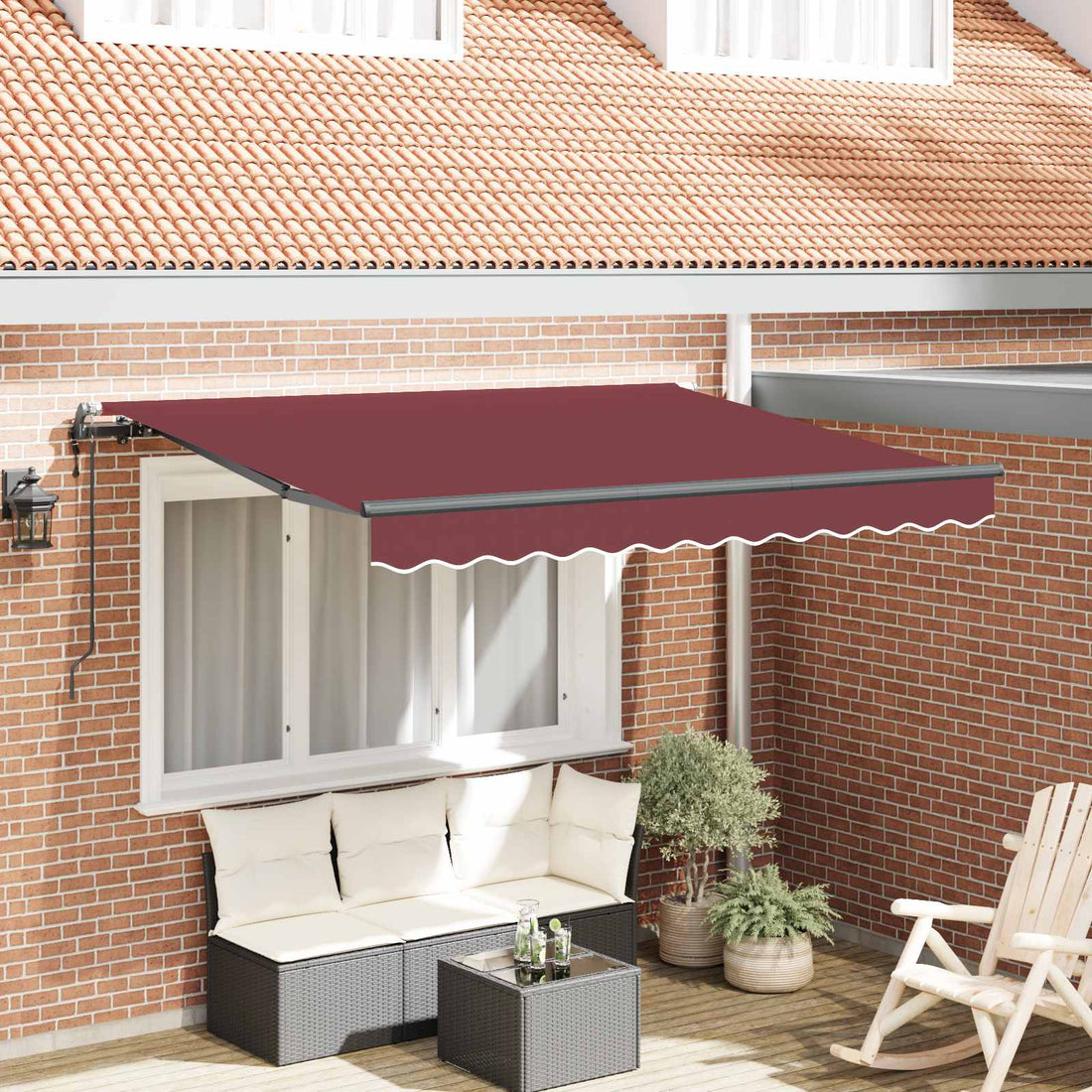 vidaXL Toldo retráctil Burdeos 350 x 200 x 165 cm tela