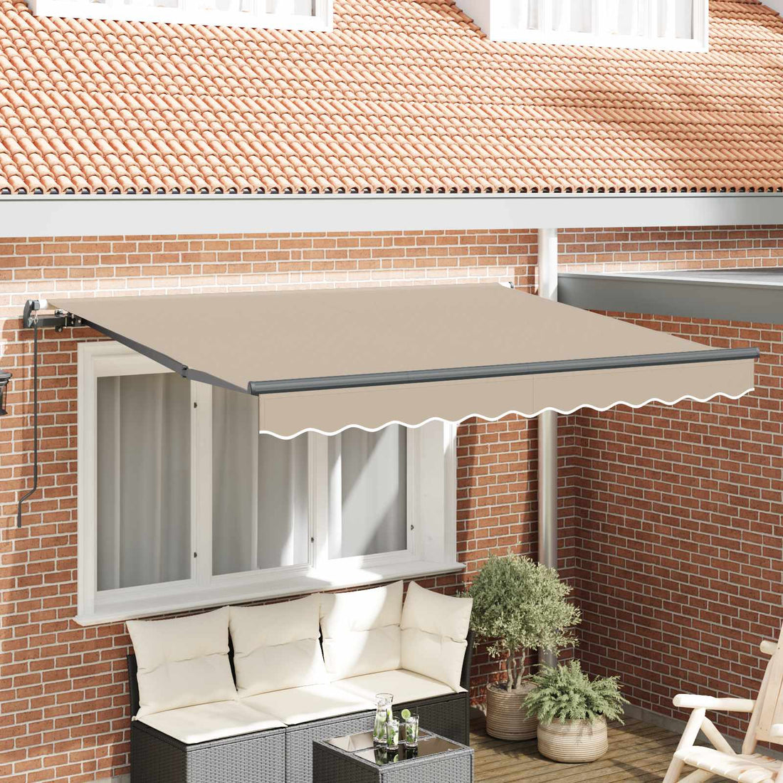 vidaXL Toldo retráctil Beige 350 x 200 cm tela