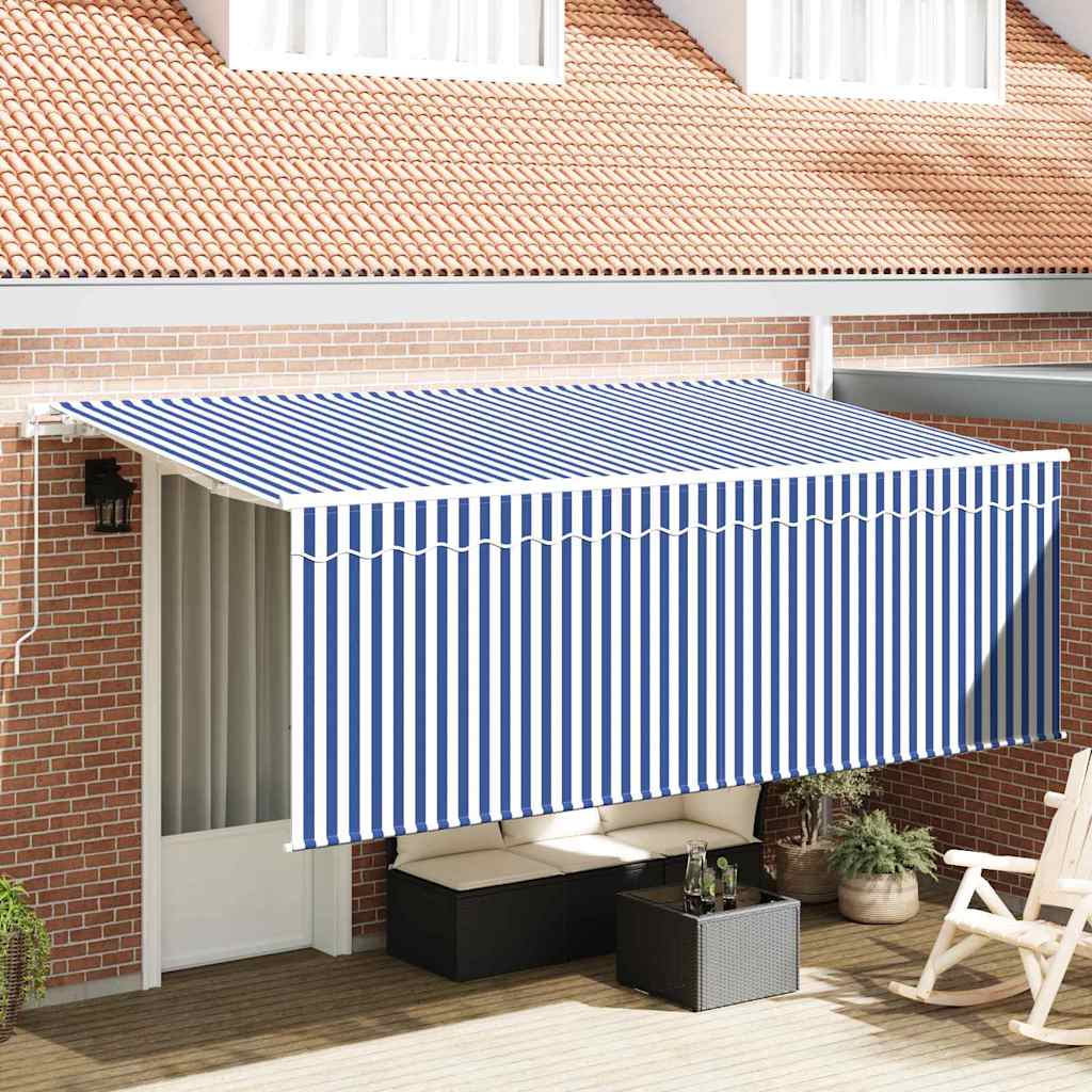 vidaXL Toldo retráctil Azul y 400 x 200 cm Poliéster y Aluminio